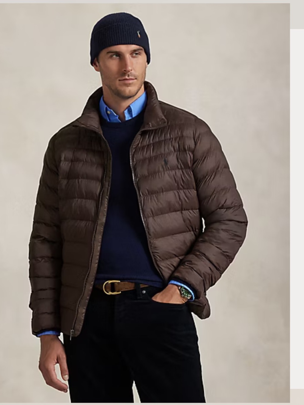 Ralph Lauren Chocolate Brown Quilted Colden padding Jacket